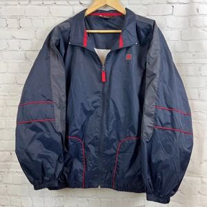 Vintage Mens Wilson Tracksuit Jacket Lined Windbreaker XL Navy Blue Red